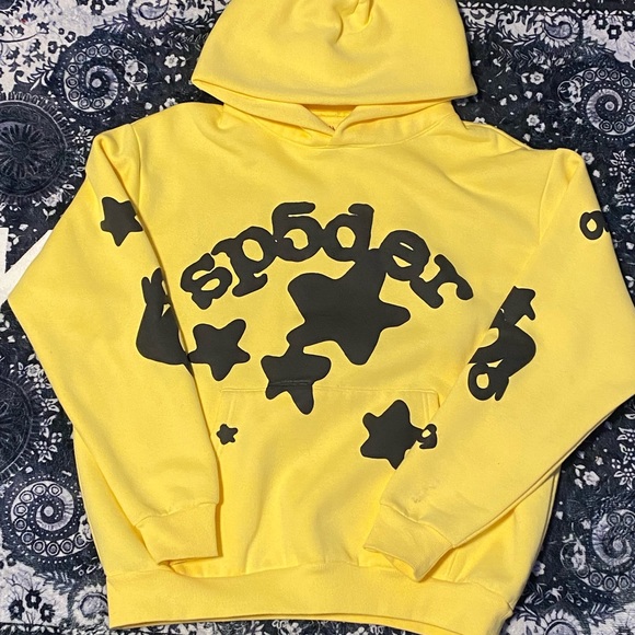 sp5der hoodie black and yellow
